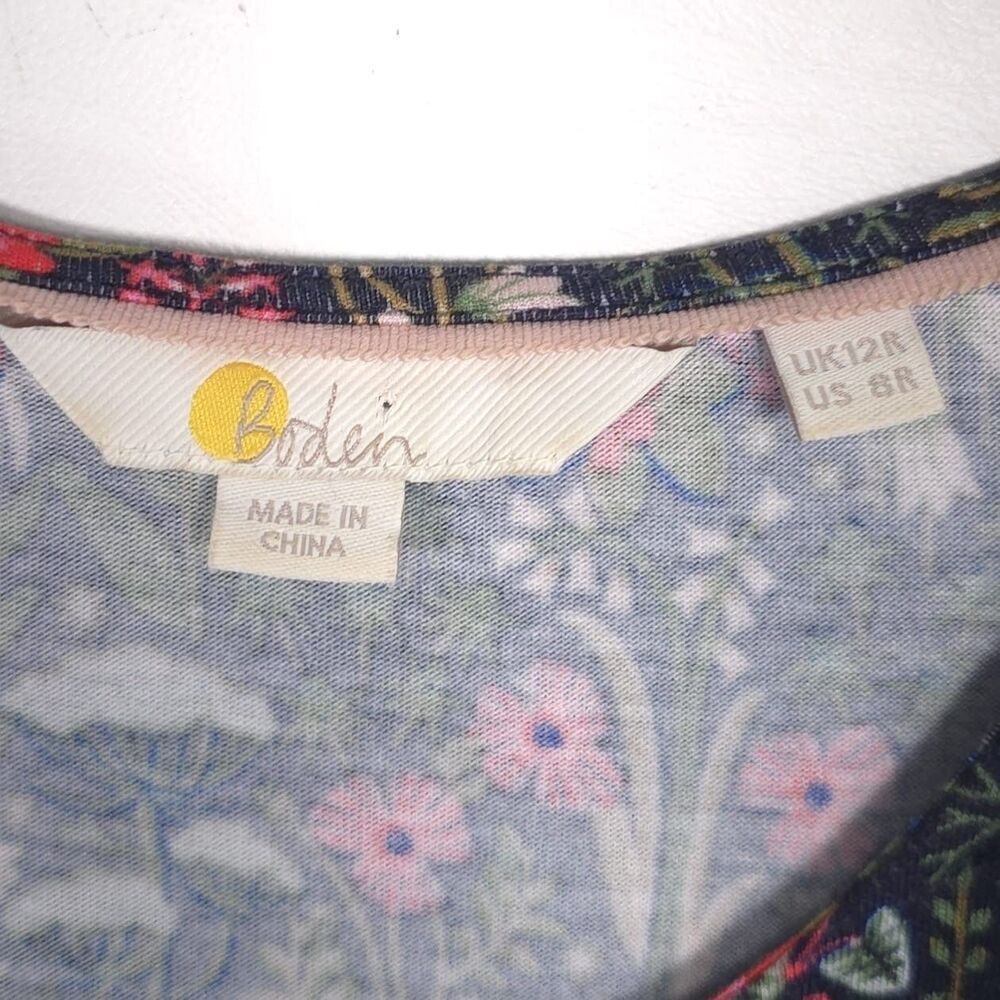 BODEN Floral‎ Dress Viscose Ecovero Short Sleeve Navy Blue Women Size M US 8 - Picture 2 of 10